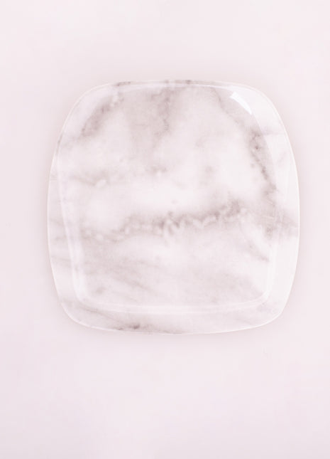 Bright Designs Melamine Side Plate 
Set of 6 (L 22cm W 22cm) White Marble