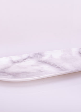 Bright Designs Melamine Serving Platter 
Set of 2 (L 52cm W 26cm)White Marble