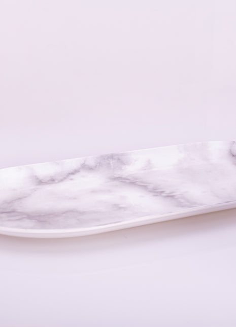 Bright Designs Melamine Serving Platter 
Set of 2 (L 52cm W 26cm)White Marble