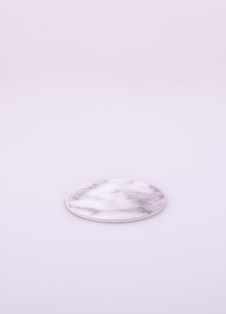 Bright Designs Melamine Coaster 
Set of 10 (D 10cm) White Marble