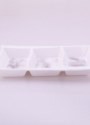 Bright Designs Melamine Savoury Tray 
Set of 2 (L 30cm W 19cm H 3cm) white Marble