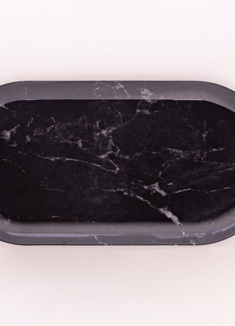 Bright Designs Melamine Serving Platter 
Set of 2 (L 52cm W 26cm)Black Marble