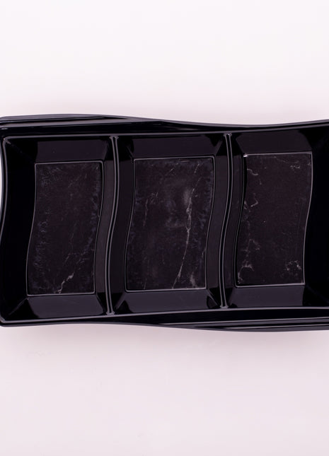 Bright Designs Melamine Savoury Tray 
Set of 2 (L 30cm W 19cm H 3cm) black Marble