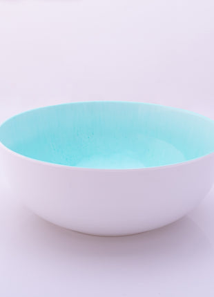 Bright Designs Melamine Serving Bowl with Serving Spoon and Fork 
Set of 1 (D 26cm H 10cm)bleu Stoned