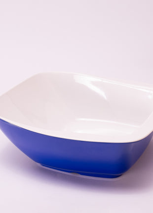 Bright Designs Melamine Serving Bowl with Serving Spoon and Fork 
Set of 1 (L 26cm W 26cm H 9cm) Double Colour Royal Blue