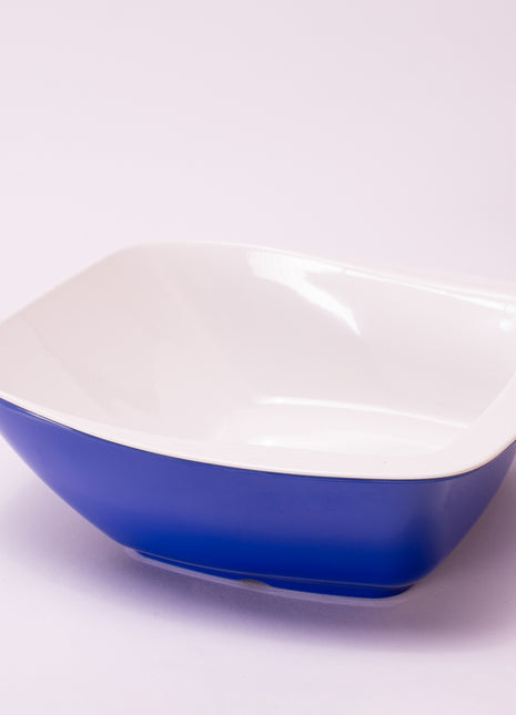 Bright Designs Melamine Serving Bowl with Serving Spoon and Fork 
Set of 1 (L 26cm W 26cm H 9cm) Double Colour Royal Blue