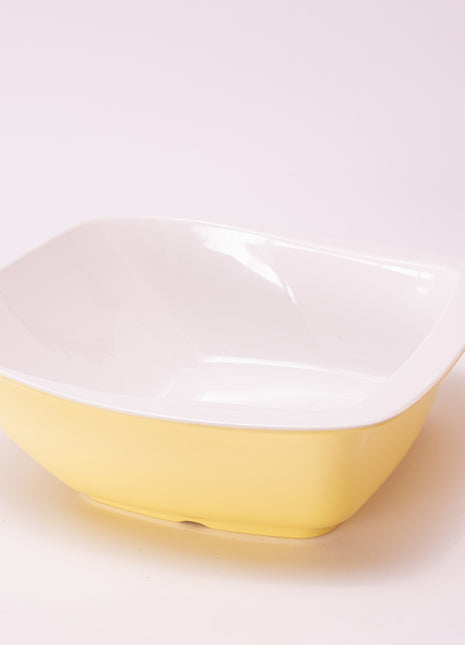 Bright Designs Melamine Serving Bowl with Serving Spoon and Fork 
Set of 1 (L 26cm W 26cm H 9cm) Double Colour Yellow