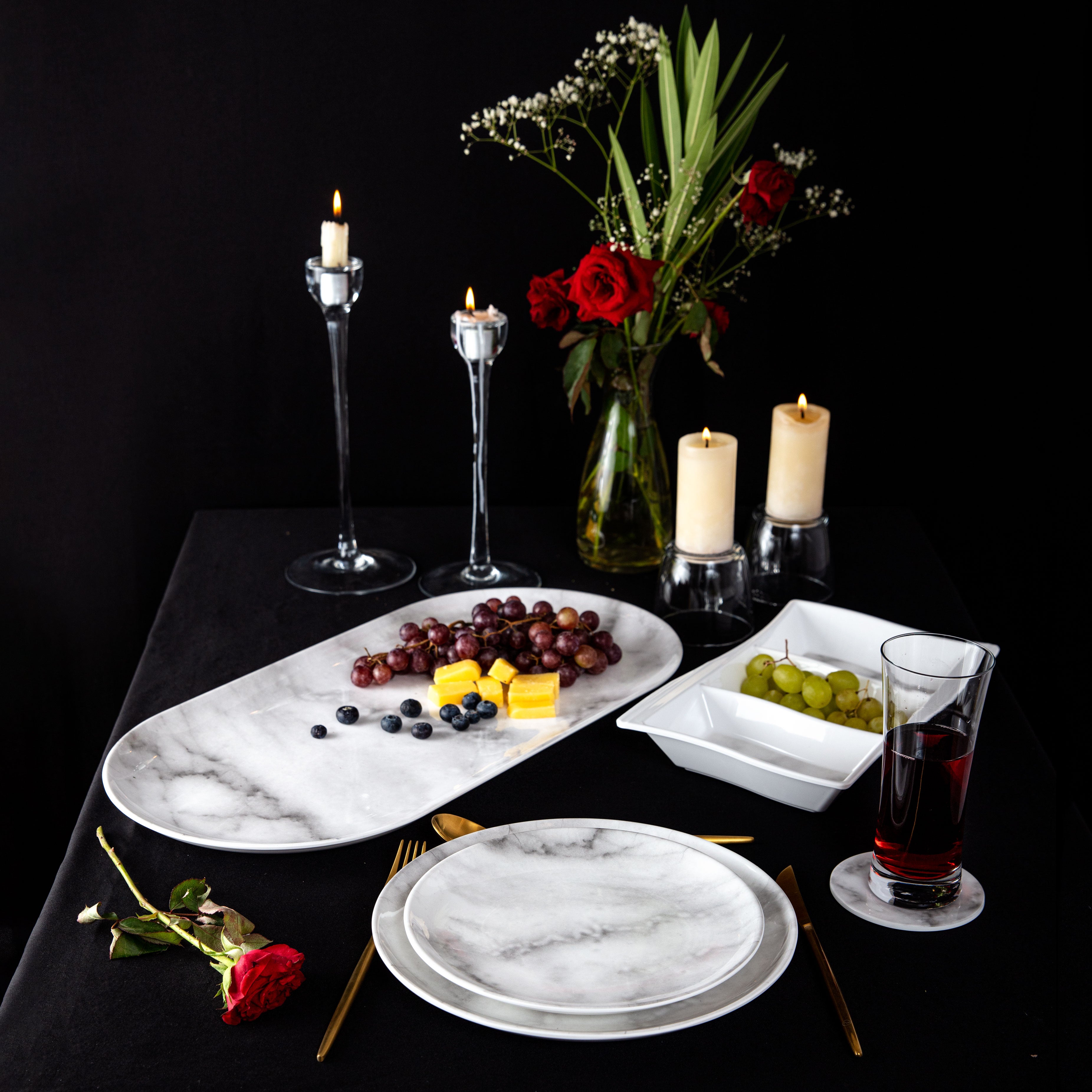 Bright Designs Melamine Dinner Plate
Set of 6 (D 26cm) white Marble