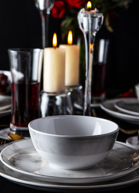 Bright Designs Melamine Bowl 
Set of 6 (D 14cm H 6cm)  White Marble