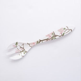 Bright Designs Melamine Serving Bowl with Serving Spoon and Fork 
Set of 1 (L 26cm W 26cm H 9cm) Cherry Blossom