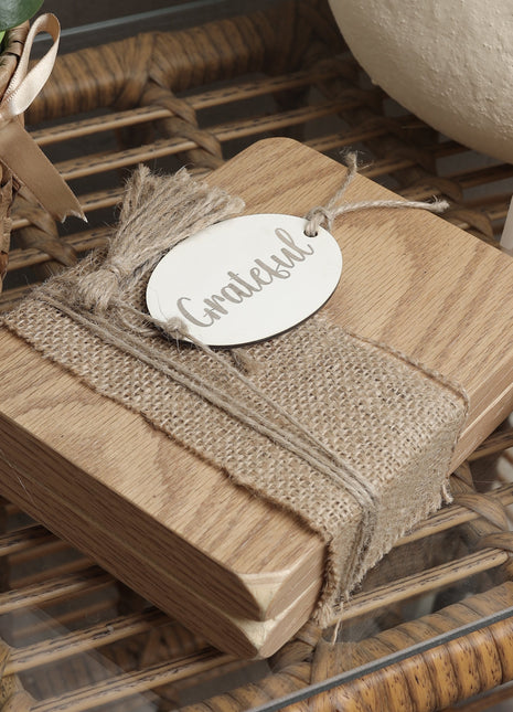 The Words Co Grateful Ribboned Beige Book Decoration