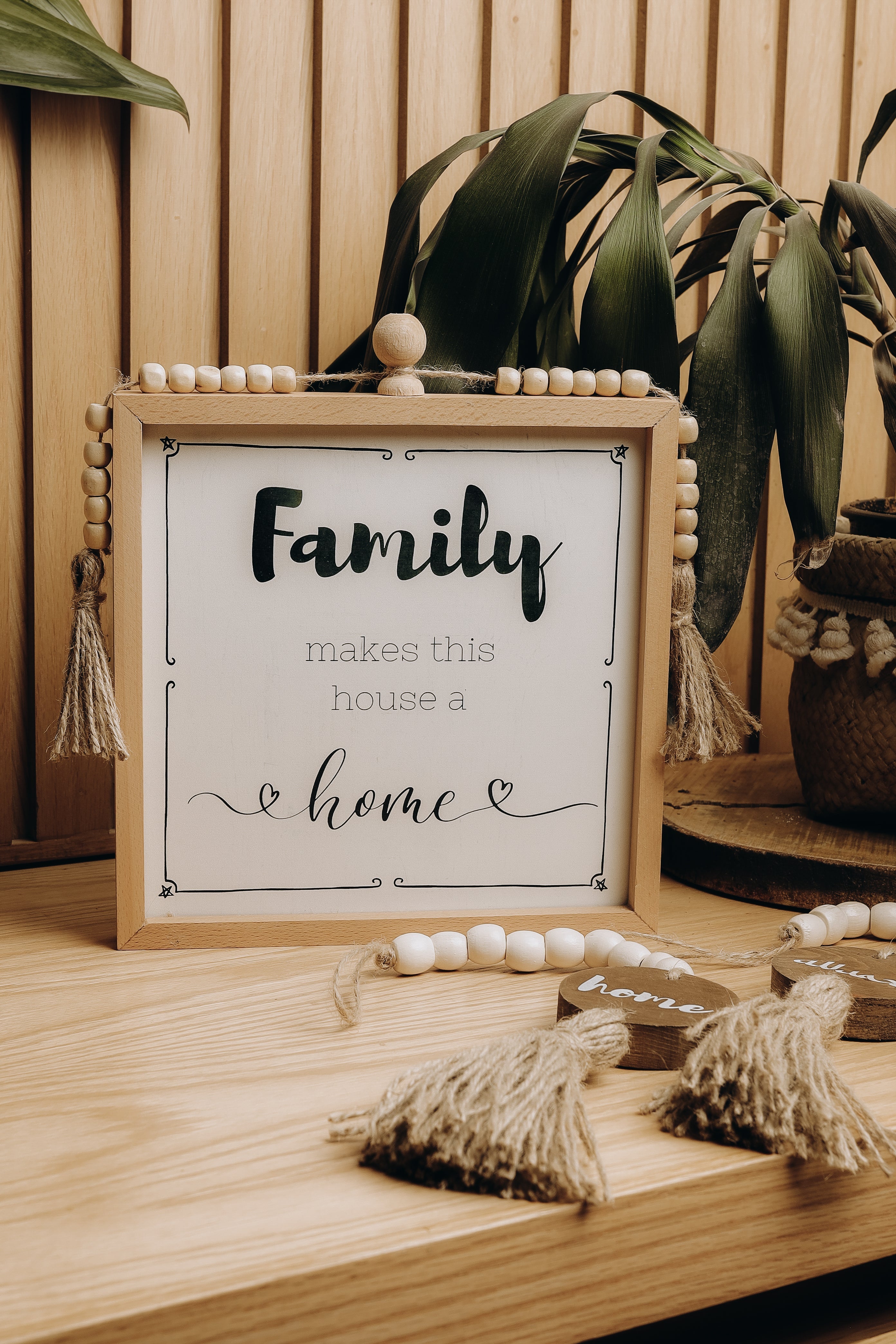 The Words Co Family Beaded Wood Frame