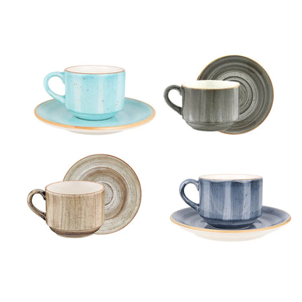 Bonna Aura Banquet Espresso Cup & Saucer Set - 4 Pieces, 70 ml