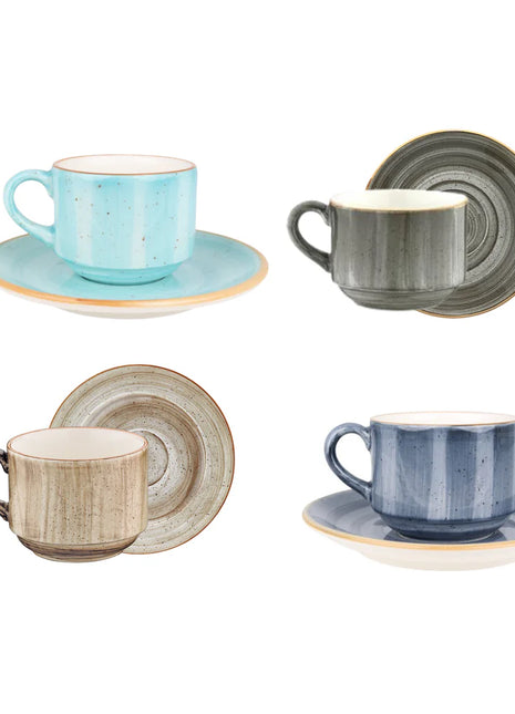 Bonna Aura Banquet Espresso Cup & Saucer Set - 4 Pieces, 70 ml