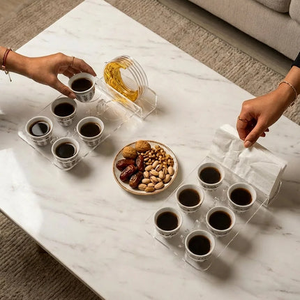 Zee Designs Plexi Glass Arabic Coffee Cup with Coaster Napkin Holder