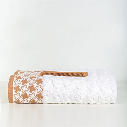 J Linens Stars Beige Bath Towel