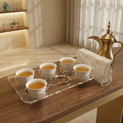 Zee Designs Plexi Glass Arabic Coffee Cup with Coaster Napkin Holder