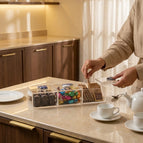 White Rim Knob / 3 Different Height Box Set with Tray (30*10) cm