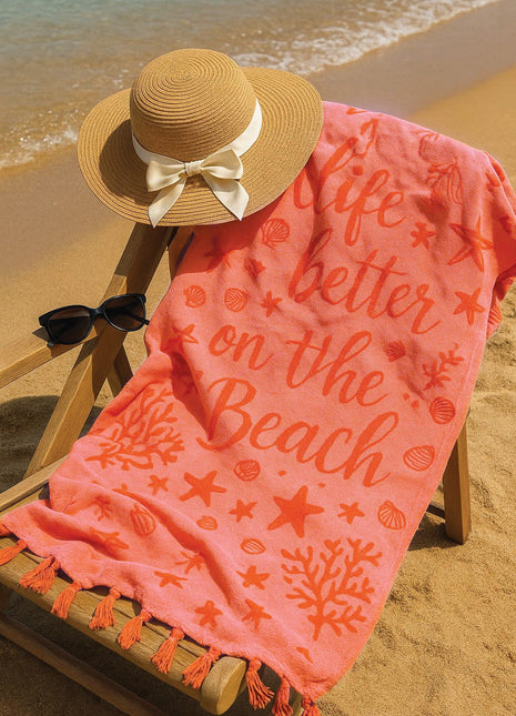 J Linens Coral Beach Towel