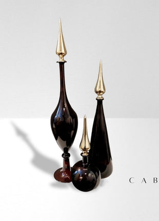 Cabin Corner Black Vase Set with Gold Plated Touch (3Pcs)