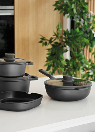 BergHoff Leo Covered Wok Pan Stone 28cm