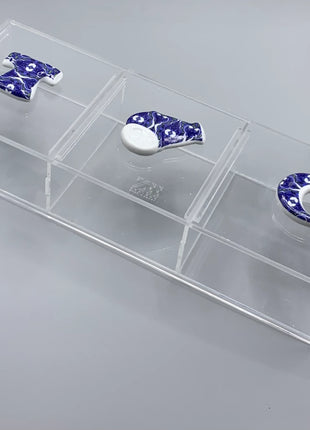 Zee Designs Plexi Glass Bleu-Blanc Porcelain Knob Box