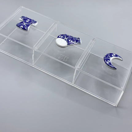 Zee Designs Plexi Glass Bleu-Blanc Porcelain Knob Box