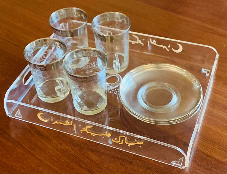 Zee Designs Plexi Glass Ramadan Mubarak tray "مبارك عليكم الشهر"