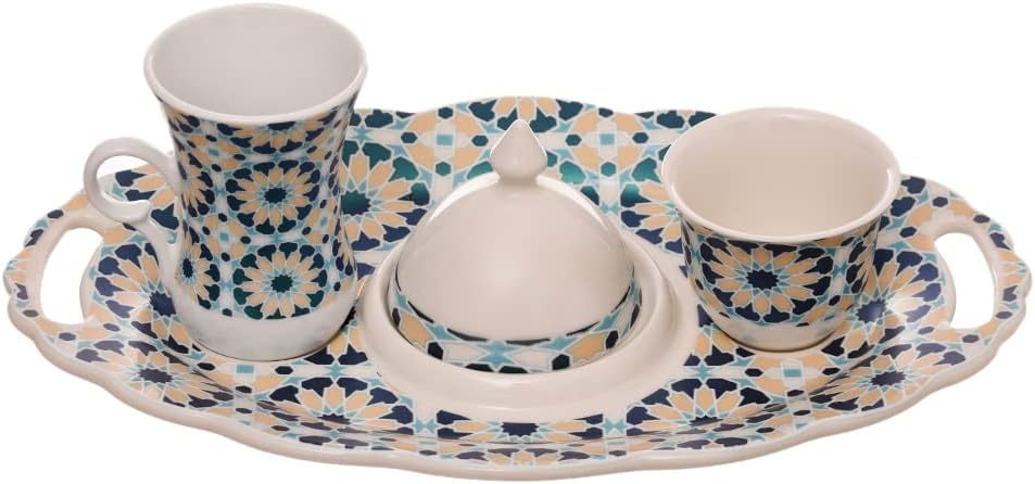 FM Rosa Arabic Star Porcelain Coffee Set, 4 Pieces