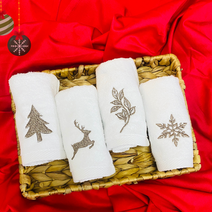 J Linens Winter Box of 4 Face Towels