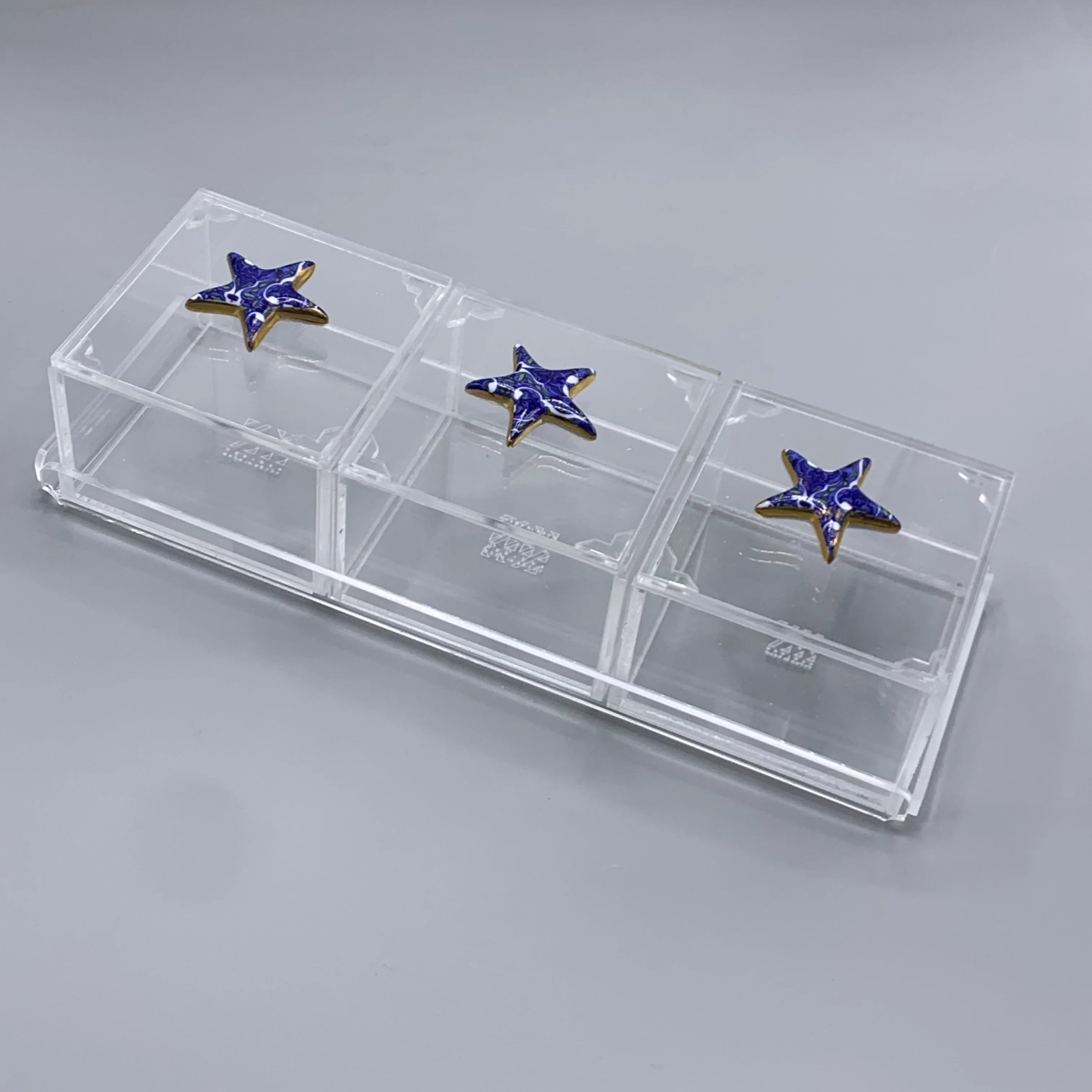 Zee Designs Plexi Glass Bleu-Blanc Porcelain Knob Box