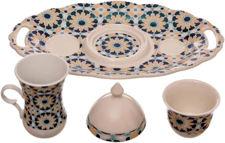 FM Rosa Arabic Star Porcelain Coffee Set, 4 Pieces