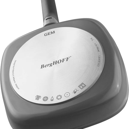 BergHoff Gem Square Grill Pan with Detachable Handle Grey 28 cm