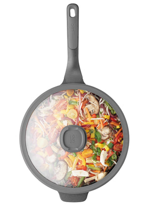 BergHoff Leo Covered Wok Pan Stone 28cm