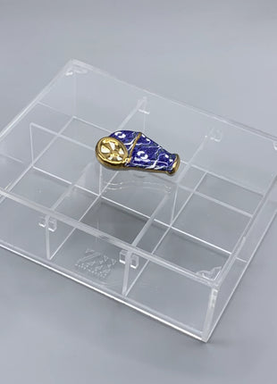 Zee Designs Plexi Glass Bleu-Blanc Porcelain Knob Box