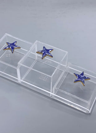 Zee Designs Plexi Glass Bleu-Blanc Porcelain Knob Box