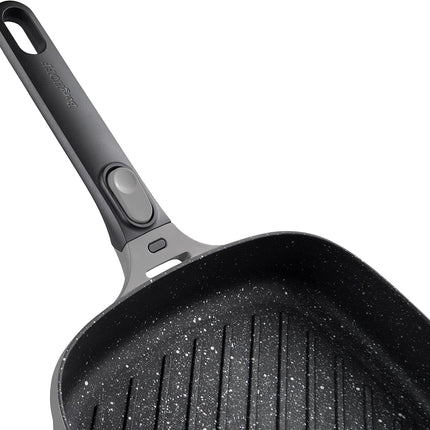 BergHoff Gem Square Grill Pan with Detachable Handle Grey 28 cm