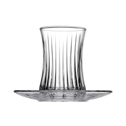 Pasabahce Elysia Tea Glass & Saucer Set - 6 pieces, 170ml