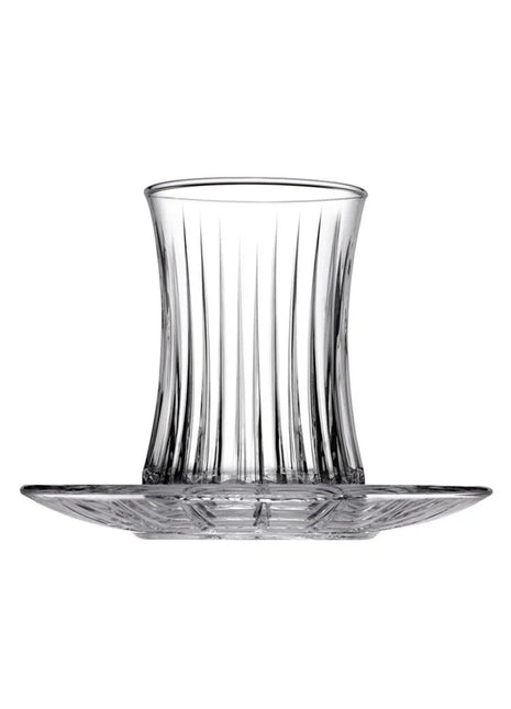 Pasabahce Elysia Tea Glass & Saucer Set - 6 pieces, 170ml