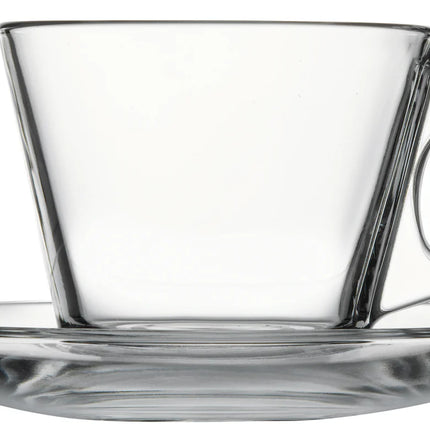 Pasabahce Vela Tea Cup & Saucer (Set of 6Cups & 6 Saucers) pieces, 195ml