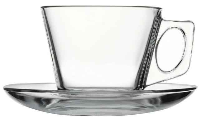 Pasabahce Vela Tea Cup & Saucer (Set of 6Cups & 6 Saucers) pieces, 195ml