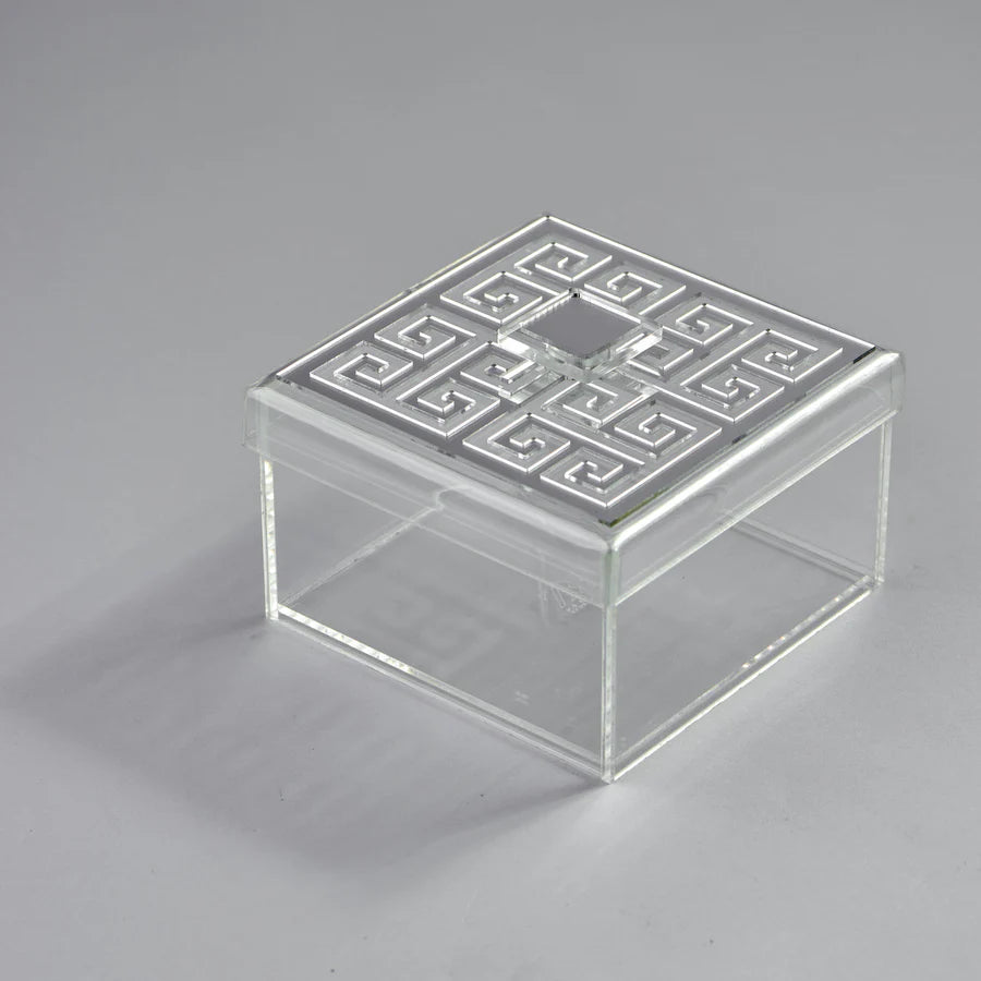 Zee Designs Plexi Glass Greek Key 4-Compartment Box