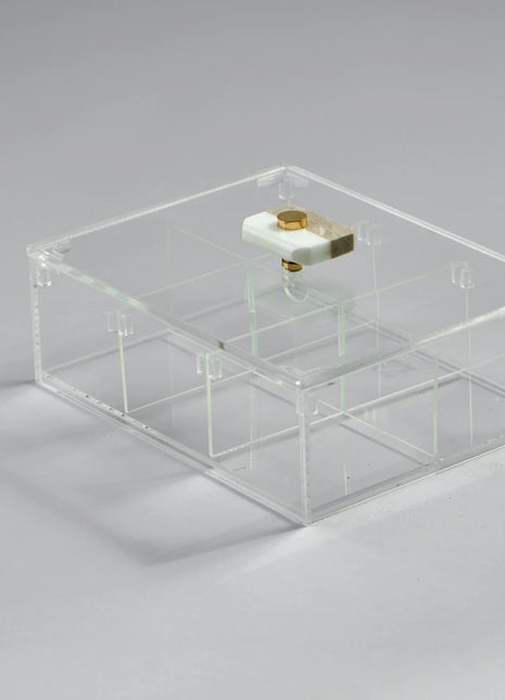 Zee Designs Plexi Glass Marble 6-Compartments Tea Box