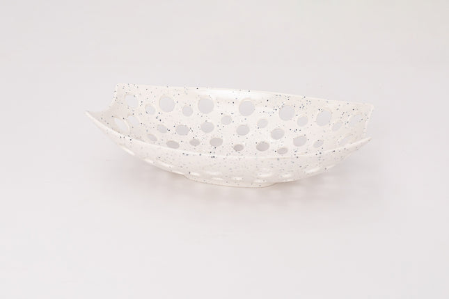 Bright Designs Melamine Fruit Basket Set of 1  (L 33cm W 22cm H 9cm) Creamy with Black (Summer Collection)