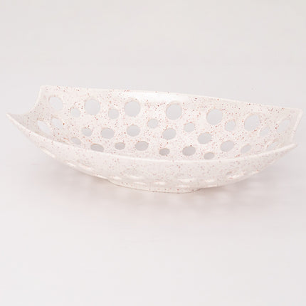 Bright Designs Melamine Fruit Basket Set of 1 (L 33cm W 22cm H 9cm) Creamy with Brown (Summer Collection)