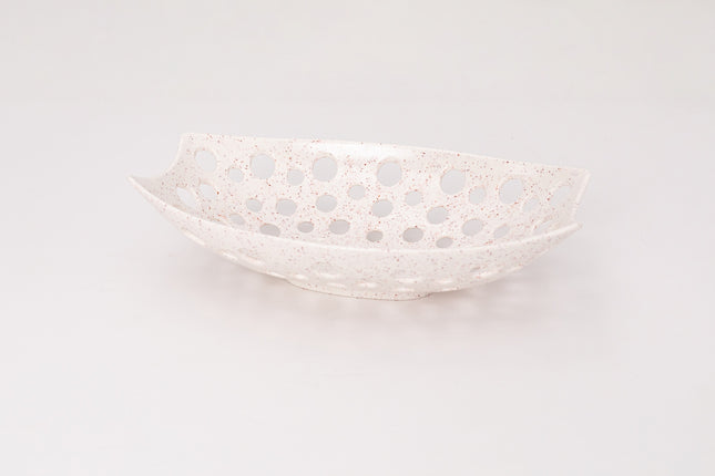 Bright Designs Melamine Fruit Basket Set of 1 (L 33cm W 22cm H 9cm) Creamy with Brown (Summer Collection)