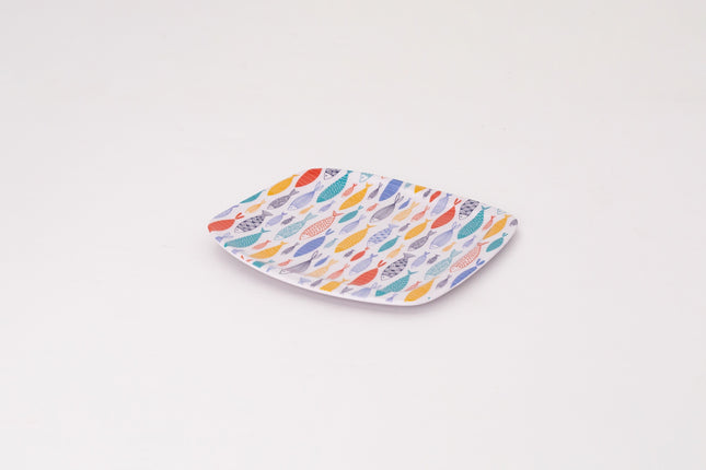 Bright Designs Melamine Square Dinner Plate Set of 6 (L 26cm W 26cm) Fish'n'fish  (Summer Collection)