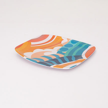 Bright Designs Melamine Square Dinner Plate Set of 6 (L 26cm W 26cm) AI (Summer Collection)