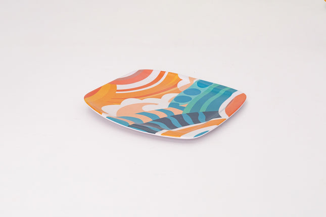 Bright Designs Melamine Square Dinner Plate Set of 6 (L 26cm W 26cm) AI (Summer Collection)