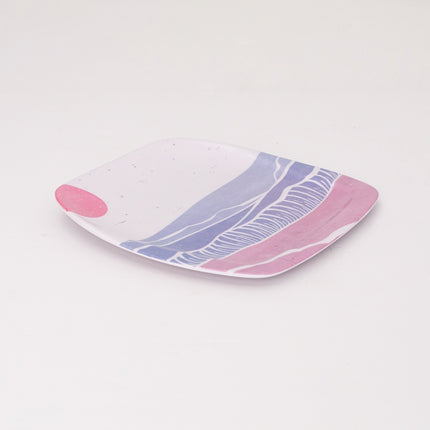 Bright Designs Melamine Square Dinner Plate Set of 6 (L 26cm W 26cm) Wave (Summer Collection)